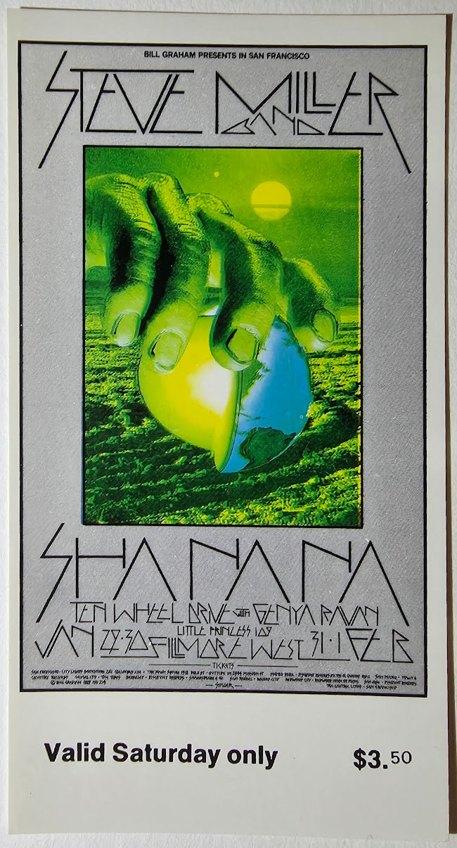 Vintage Ticket Bundle - 2 Night Run - Steve Miller Band, Sha Na Na, Ten Wheel Drive West by David Singer - January 29-30, 1970 - The Fillmore