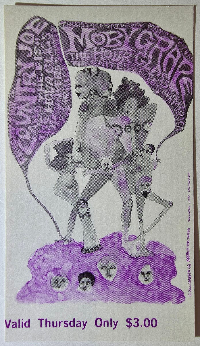 Vintage Ticket Bundle - 3 Night Run - Moby Grape, Hour Glass, Country Joe & The Fish by Mari Tepper - May 2-4, 1968 - The Fillmore