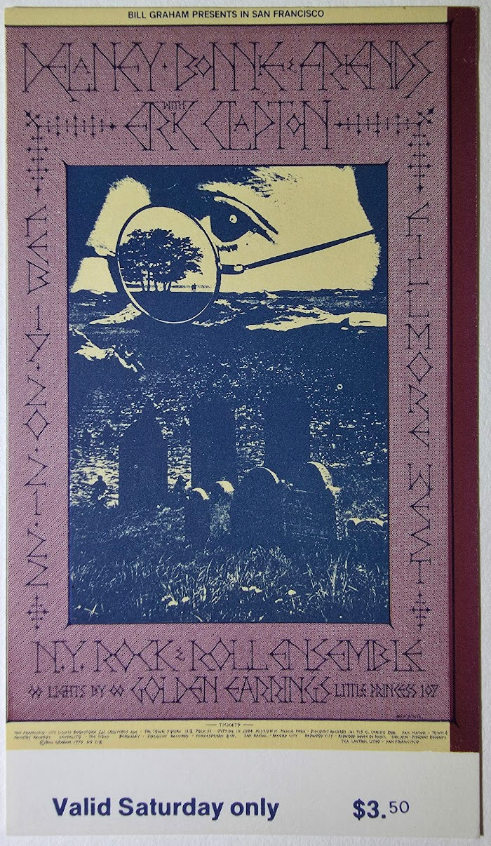 Delaney & Bonnie, Eric Clapton, The Fillmore by David Singer - February 21, 1970 - Vintage Concert Ticket