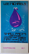 Lee Michaels, The Small Faces, Rod Stewart, Catfish, Shorty, The Fillmore by David Singer - May 8, 1970 - Vintage Concert Ticket