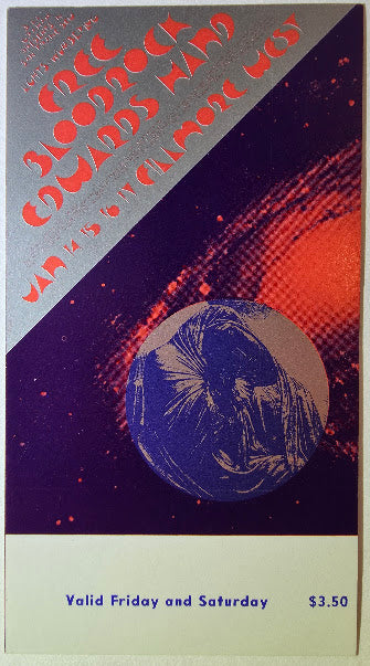 Spencer Davis, Taj Mahal, Fox, The Fillmore by David Singer - January 22-23, 1971 - Vintage Concert Ticket