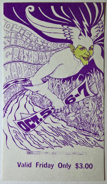 Vintage Ticket Bundle - 3 Night Run - Quicksilver Messenger Service, Grass Roots, Mad River by Bonnie MacLean - October 5-7, 1967 - The Fillmore