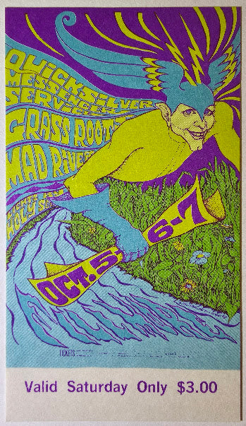 Vintage Ticket Bundle - 3 Night Run - Quicksilver Messenger Service, Grass Roots, Mad River by Bonnie MacLean - October 5-7, 1967 - The Fillmore
