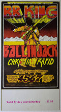 B.B. King, Ballin' Jack, The Christian Rapid Group, The Fillmore by Norman Orr - February 5-6, 1971 - Vintage Concert Ticket