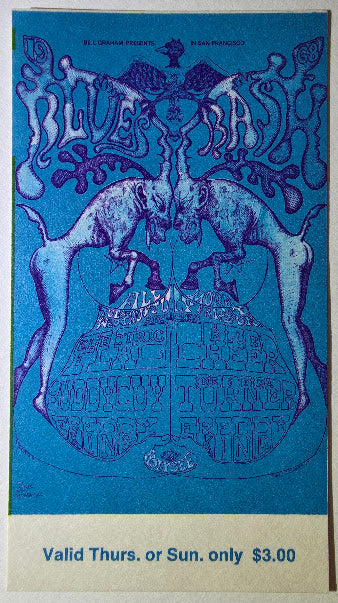 Electric Flag, Buddy Guy, Freddie King, Blue Cheer, Ike & Tina Turner, The Fillmore by Lee Conklin - July 11 & 14, 1968 - Vintage Concert Ticket
