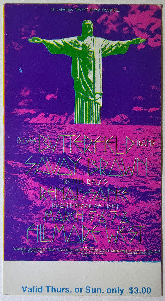 Vintage Ticket Bundle - 3 Night Run - Butterfield Blues Band, Savoy Brown, Rebassance West by David Singer - March 5-8, 1970 - The Fillmore