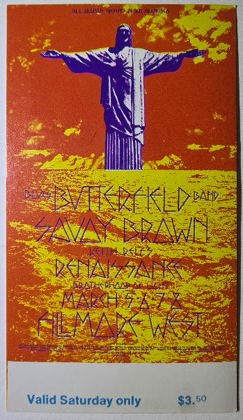 Vintage Ticket Bundle - 3 Night Run - Butterfield Blues Band, Savoy Brown, Rebassance West by David Singer - March 5-8, 1970 - The Fillmore