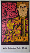 Pink Floyd, Lee Michaels, Clear Light, The Fillmore by Bonnie MacLean - October 28, 1967 - Vintage Concert Ticket