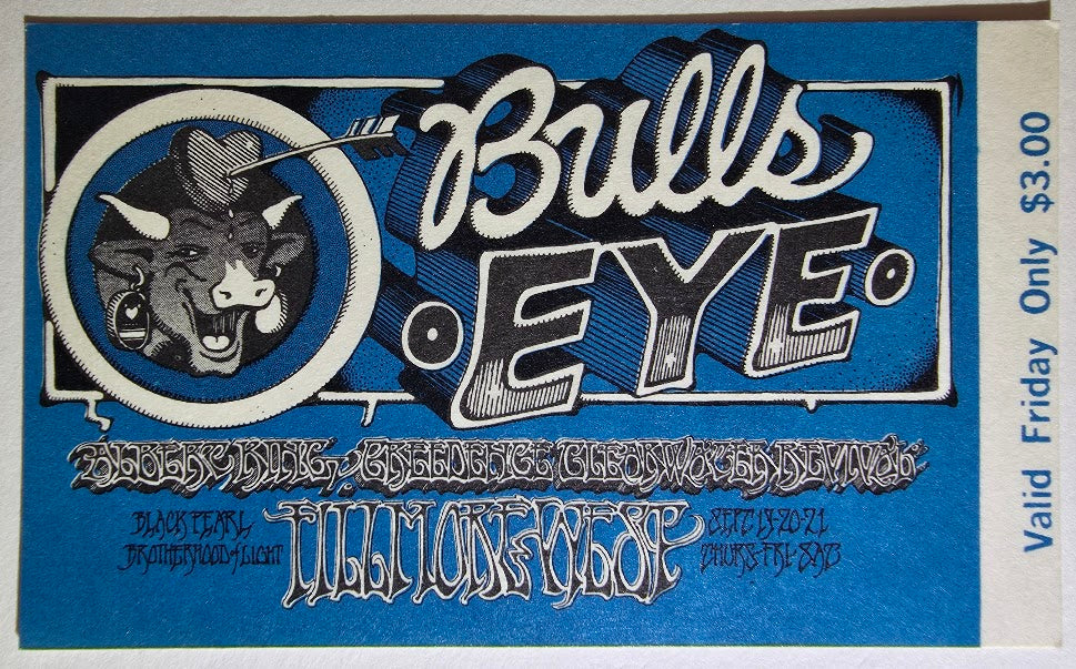 Vintage Ticket Bundle - 3 Night Run - Bullseye - Albert King, Creedence Clearwater Revival, Black Pearl West by Rick Griffin - September 19-21, 1968 - The Fillmore