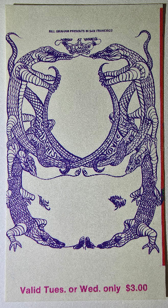 Vintage Ticket Bundle - 4 Night Run - Moby Grape, Jeff Beck Group, Charles Lloyd Quartet, James Cotton Blues Band West by Lee Conklin - July 23-27, 1968 - The Fillmore