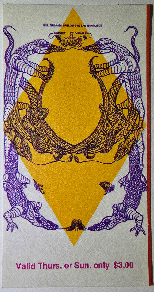 Vintage Ticket Bundle - 4 Night Run - Moby Grape, Jeff Beck Group, Charles Lloyd Quartet, James Cotton Blues Band West by Lee Conklin - July 23-27, 1968 - The Fillmore