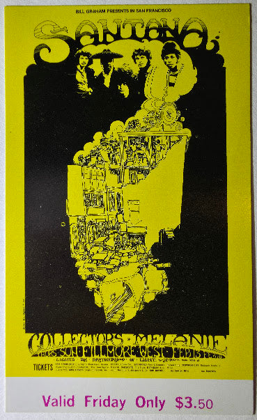 Vintage Ticket Bundle - 3 Night Run - Santana, Collectors, Melanie West by Greg Irons - February 13-16, 1969 - The Fillmore