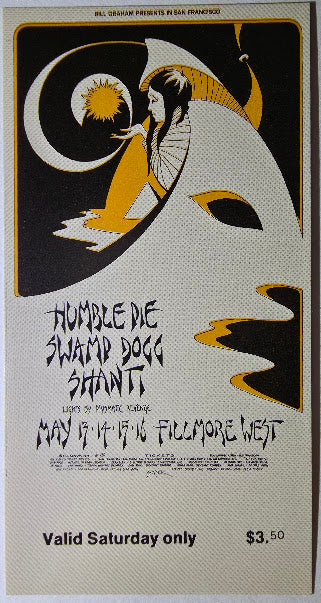 Vintage Ticket Bundle - 2 Night Run - Humble Pie, Swamp Dogg, Shanti West by David Singer - May 13-16, 1971 - The Fillmore