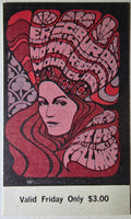 Eric Burdon & The Animals, Mother Earth, Hour Glass, The Fillmore by Bonnie MacLean - October 20, 1967 - Vintage Concert Ticket
