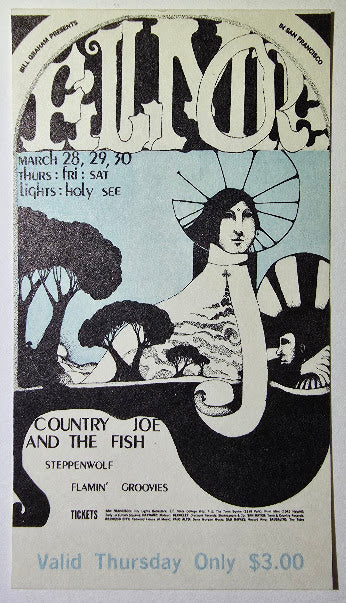 Vintage Ticket Bundle - 3 Night Run - Country Joe & The Fish, Steppenwolf, The Flamin' Groovies by Dana W. Johnson - March 28-30, 1968 - The Fillmore