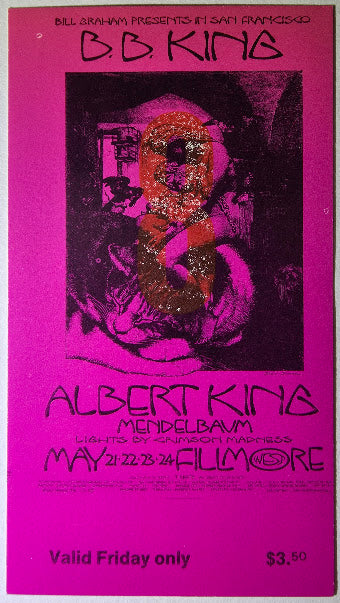 Vintage Ticket Bundle - 2 Night Run - B.B. King, Albert King, Mendelbaum West by David Singer, Wilfred Satty - May 22-23, 1970 - The Fillmore