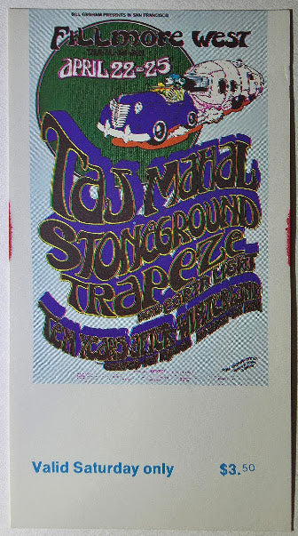 Vintage Ticket Bundle - 3 Night Run - Taj Mahal, Stoneground, Ten Years After, Cactus West by Randy Tuten, D. Bread - April 22-25, 1971 - The Fillmore