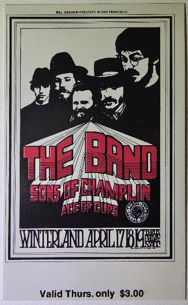 Vintage Ticket Bundle - 3 Night Run - The Band, Sons Of Champlin, Ace Of Cups by Randy Tuten - April 17-19,1969 - Winterland