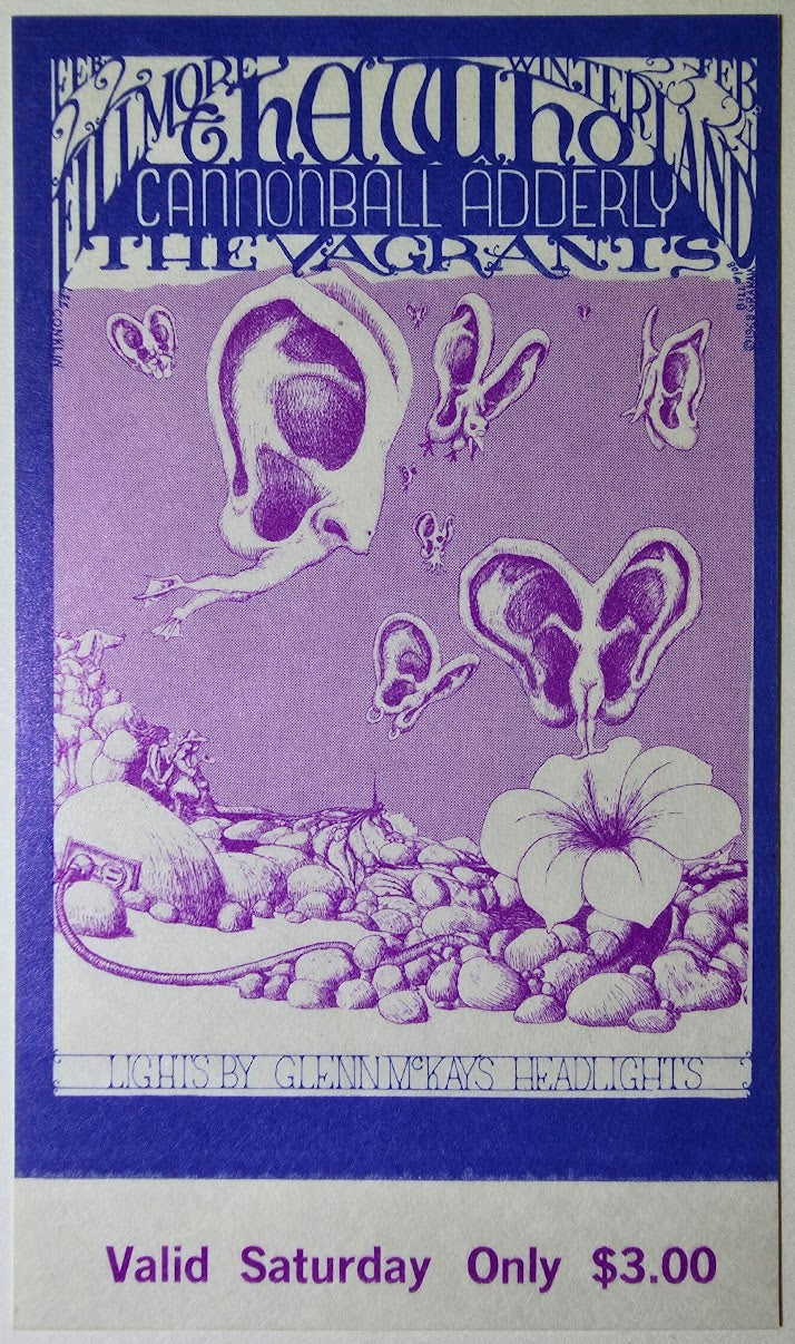 Vintage Ticket Bundle - 3 Night Run - Big Brother & The Holding Co, Electric Flag, The Youngbloods by Jack Hatfield, Louis Sozzi - February 22-24, 1968 - The Fillmore