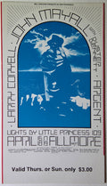 John Mayall, Duster Bennett, Larry Coryell, The Fillmore by David Singer - April 16 & 19, 1970 - Vintage Concert Ticket
