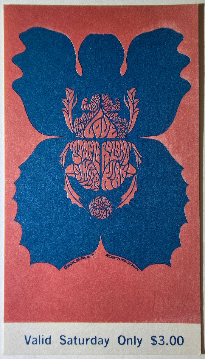 Vintage Ticket Bundle - 3 Night Run - Love, The Staple Singers, Rahsaan Roland Kirk by Patrick Lofthouse - April 18-20, 1968 - The Fillmore