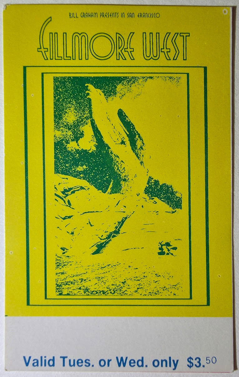 Canned Heat, Preservation Hall Jazz Band, Everly Brothers, Sons Of Champlin, The Fillmore by David Singer - July 29-30, 1969 - Vintage Concert Ticket