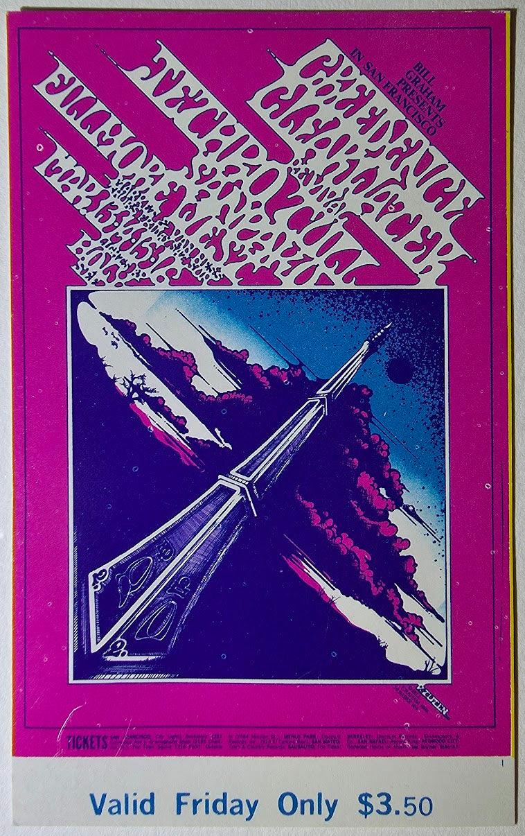 Creedence Clearwater Revival, Jethro Tull, Sanpaku, The Fillmore by Randy Tuten - March 14, 1969 - Vintage Concert Ticket