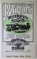 The Byrds, Pacific Gas & Electric, Joe Cocker & The Grease Band, The Fillmore by Randy Tuten - June 13, 1969 - Vintage Concert Ticket