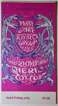 Moby Grape, Jeff Beck Group, Charles Lloyd Quartet, James Cotton Blues Band, The Fillmore by Lee Conklin - July 26, 1968 - Vintage Concert Ticket