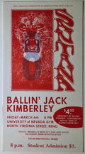 Santana, Ballin' Jack, Kimberley, University Of Nevada by Lee Conklin - March 6, 1970 - Vintage Concert Ticket