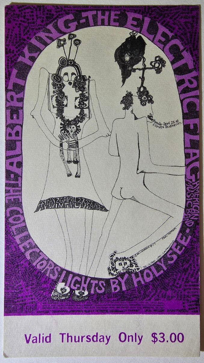 Electric Flag, Albert King, Collectors, Winterland by Mari Tepper - April 26, 1968 - Vintage Concert Ticket