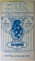 The Kinks, Taj Mahall, Sha Na Na, The Fillmore by Randy Tuten - November 27 & 30, 1969 - Vintage Concert Ticket