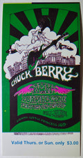 Chuck Berry, The Loading Zone, Aum, The Fillmore by Greg Irons - September 25, 1969 - Vintage Concert Ticket