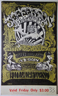Jefferson Airplane, Ballet Afro-Haiti, A.B. Skhy, The Fillmore by Lee Conklin - October 25, 1968 - Vintage Concert Ticket