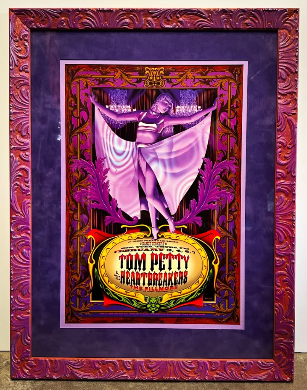 Custom Framed F255 Tom Petty & the Heartbreakers, Jim Phillips - February 3-7, 1997 - Fillmore Print