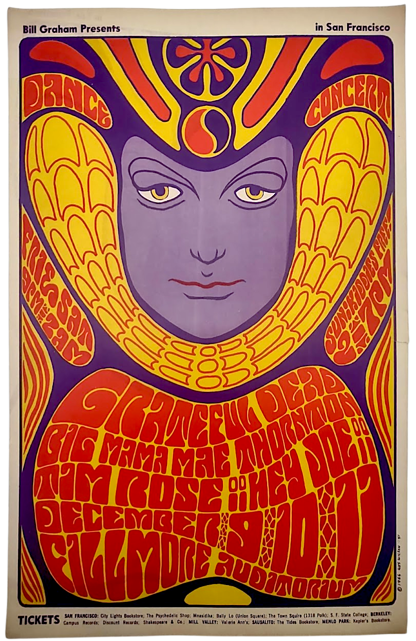The Grateful Dead, The Fillmore by Wes Wilson - December 9-11, 1966 - Vintage Gig Print