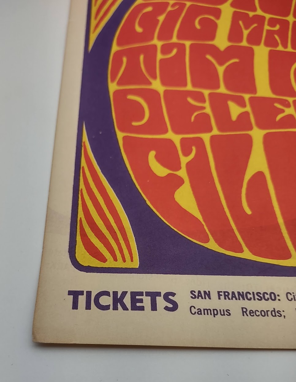 The Grateful Dead, The Fillmore by Wes Wilson - December 9-11, 1966 - Vintage Gig Print