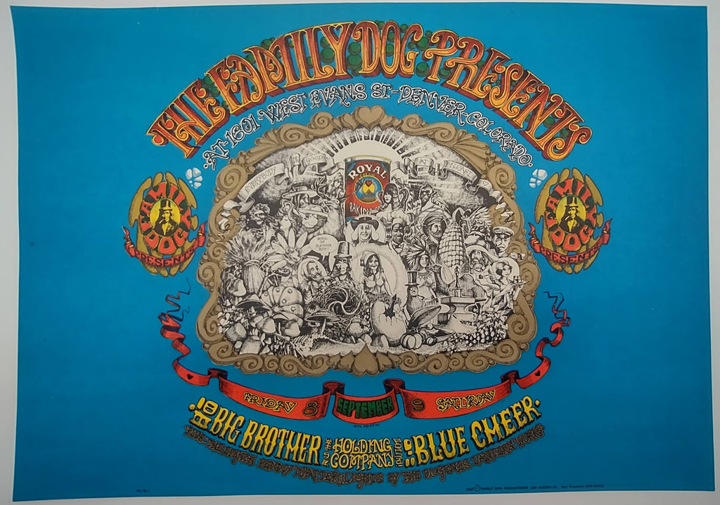 Big Brother And The Holding Company, Denver Dog by Rick Griffin - September 8-9, 1967 - Family Dog Vintage Gig Print