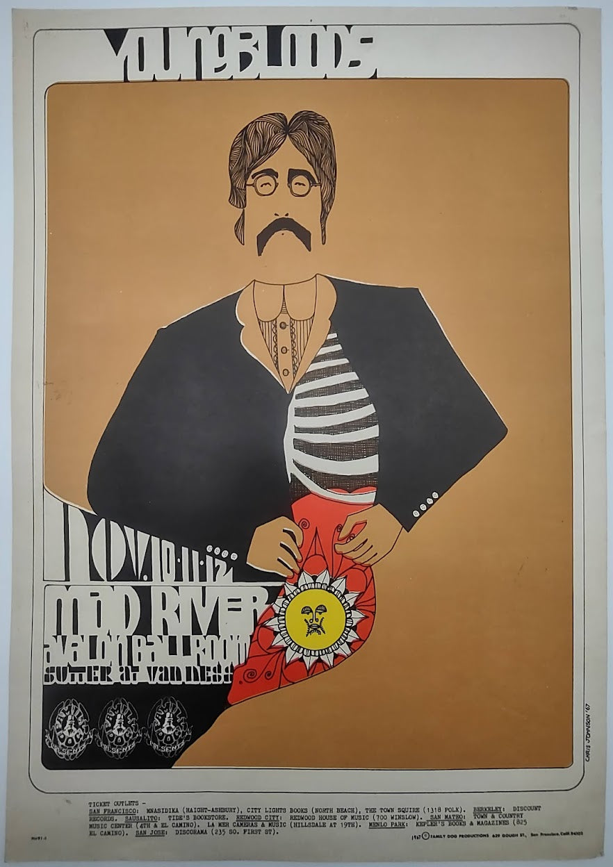 Youngbloods, The Avalon Ballroom by Chris Johnson - November 10-12, 1967 - Family Dog Vintage Gig Print