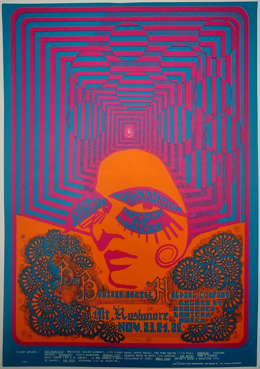 Big Brother & The Holding Company, The Avalon Ballroom by Joe Gomez - November 23-25, 1967 - Family Dog Vintage Gig Print