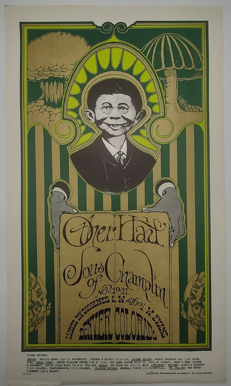 Sons Of Champlin, Denver Dog by Stanley Mouse, Alton Kelley - November 10-11, 1967 - Family Dog Vintage Gig Print