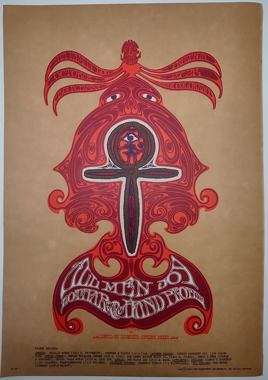 Allmen Joy, Denver Dog by Stanley Mouse, Alton Kelley - October 27-28, 1967 - Family Dog Vintage Gig Print
