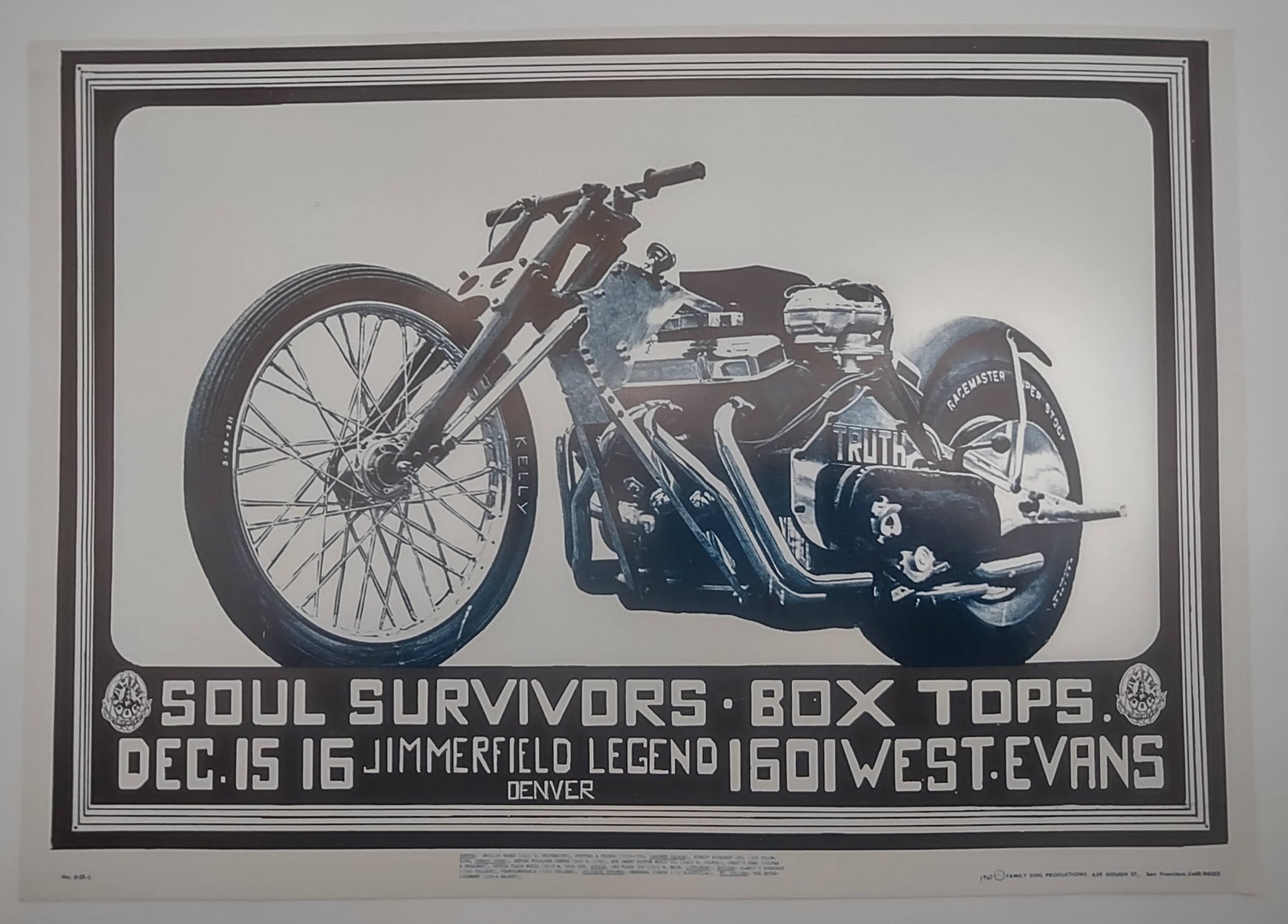 The Soul Survivors, Denver Dog by Stanley Mouse, Alton Kelley - December 15-16, 1967 - Family Dog Vintage Gig Print