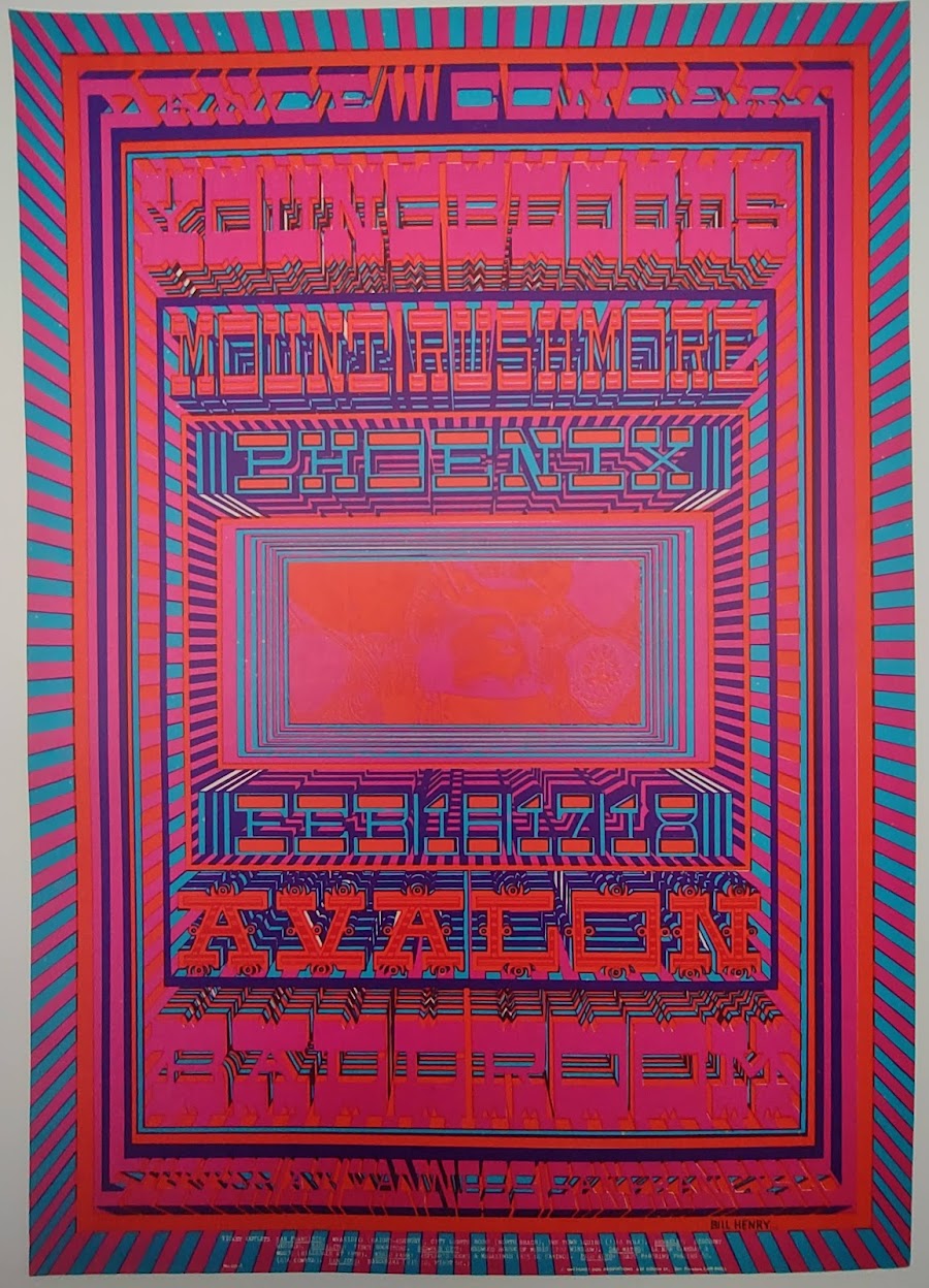 The Youngbloods, The Avalon Ballroom by William Henry - February 16-18, 1968 - Family Dog Vintage Gig Print