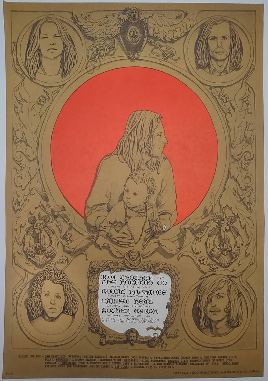Big Brother & The Holding Company, The Avalon Ballroom by Dennis Nolan - July 20-23, 1967 - Family Dog Vintage Gig Print