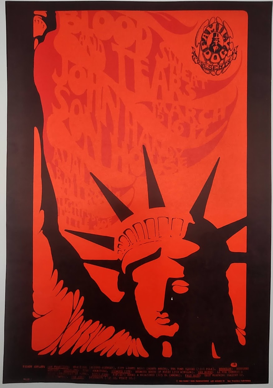Blood Sweat And Tears, The Avalon Ballroom by Stanley Mouse - March 15-17, 1968 - Family Dog Vintage Gig Print