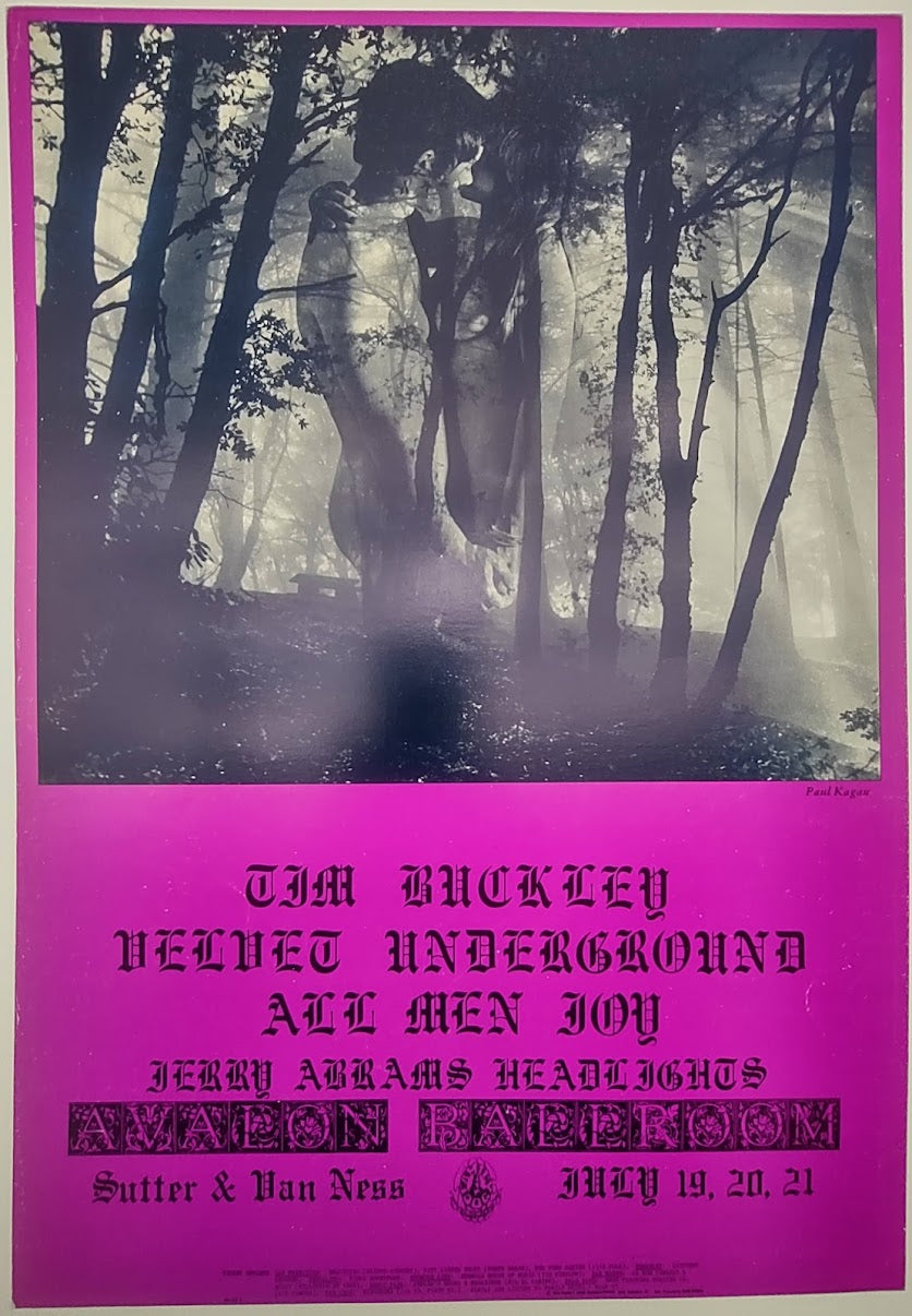 Tim Buckley, The Velvet Underground, Allmen Joy, The Avalon Ballroom by Paul Kagan - July 19-21, 1968 - Family Dog Vintage Gig Print