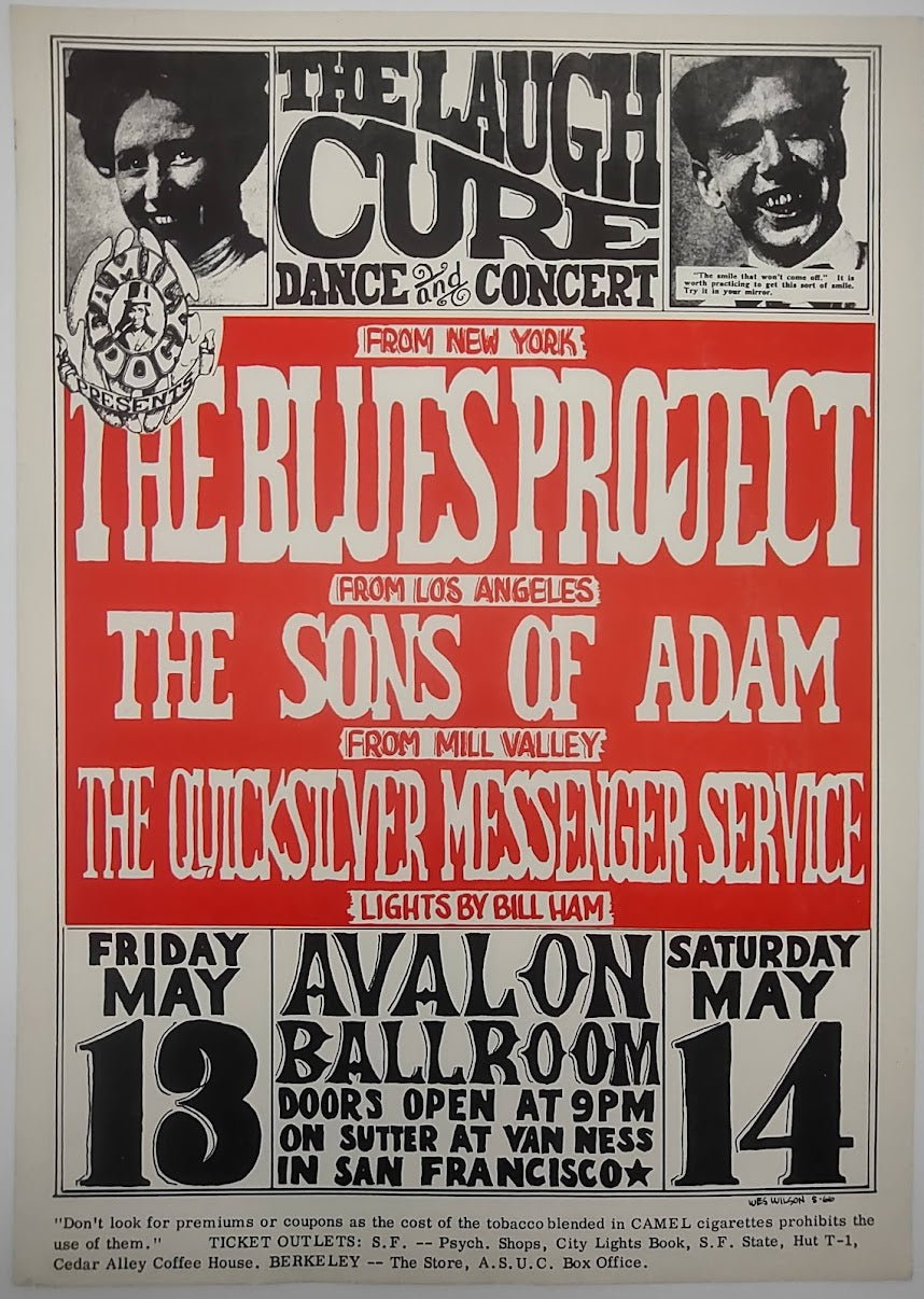 Quicksilver Messenger Service, The Sons Of Adam, The Blues Project, The Avalon Ballroom by Wes Wilson - May 13-14, 1966 - Family Dog Vintage Gig Print