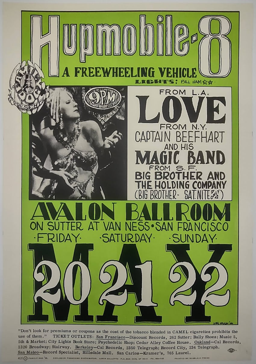 Love, Captain Beefhart, Big Brother & The Holding Company, The Avalon Ballroom by Wes Wilson - May 20-22, 1966 - Family Dog Vintage Gig Print