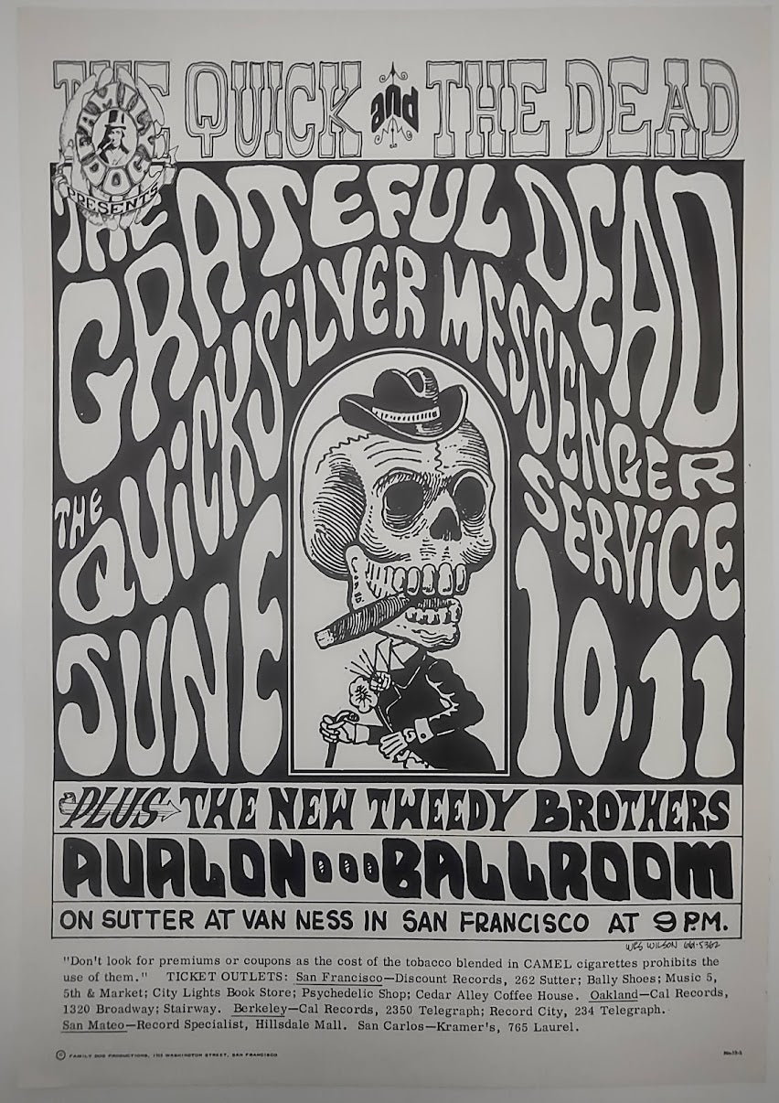 The Grateful Dead, Quicksilver Messenger Service, The Avalon Ballroom by Wes Wilson - June 10-11, 1966 - Family Dog Vintage Gig Print